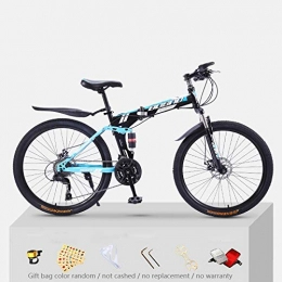 KNFBOK Zusammenklappbare Mountainbike KNFBOK Fahrrad Bergsteiger Mountainbike Erwachsene 21 Geschwindigkeit dicken Stahlrahmen Faltrad 26 Zoll Doppelschock Offroad-Jungen und Mädchen Weiß und Blau Speichenrad