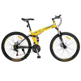 KOSGK Zusammenklappbare Mountainbike KOSGK Mountainbike Kinderräder 21 / 27 Speed ​​Stahlrahmen 26 Zoll Speichenräder Fahrwerk Faltrad, Gelb, 27Gang