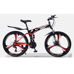 KP&CC Zusammenklappbare Mountainbike KP&CC 3 Messerrad Mountainbike Erwachsene Folding Double Stodmpfend Offroad-Rennen, Erstklassige Konfiguration, Schne Farben Fr Mnner Und Frauen, BlackRed