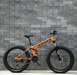 KRXLL Zusammenklappbare Mountainbike KRXLL Fat Tire Adult Mountainbike Doppelscheibenbremse / Cruiser Bikes Beach Schneemobil Fahrrad 24 Zoll Aluminium Leichtmetallfelgen-Orange_21 Geschwindigkeit