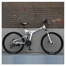 LHQ-HQ Fahrräder LHQ-HQ Outdoor-Sport 26 Zoll Mountainbike High Carbon Stahl Folding Fahrrad mit 24 Gängen Scheibenbremse Doppelaufhebung Urban Commuter Stadt Fahrrad Outdoor-Sport Mountainbike (Color : Silver)