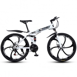 LIU Fahrräder liu Zusammenklappbares Mountainbike 26-Zoll-Carbon Steel Folding Driving Erwachsenen Variable Geschwindigkeit Dual Shock Absorber Racing Cross-Country-Fahrrad, Wei, 21Speed