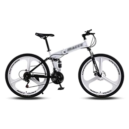 YUNLILI Fahrräder Mehrzweck Gefaltete Erwachsene Mountainbike 26-Zoll-Rad for Herren- / Womens-Kohlenstoffstahl-Rahmen mit mechanischer Scheibenbremse und abschließbarer Federgabel ( Color : White , Size : 27 Speed )