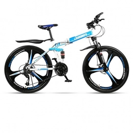 Dsrgwe Zusammenklappbare Mountainbike Mountainbike, 26inch Mountainbike, Folding Hardtail Fahrräder, Fully und Dual Disc Brake, Carbon-Stahlrahmen (Color : Blue, Size : 24-Speed)