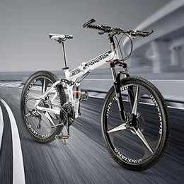 Unbekannt Fahrräder Mountainbike, faltbar, 66 cm (26 Zoll), Jugendfahrrad, 3 Labret-Rad, mit Rahmen aus Hochkohlestahl, mit Stahlrahmen (Größe: 27 Geschwindigkeit, Farbe: weiß)