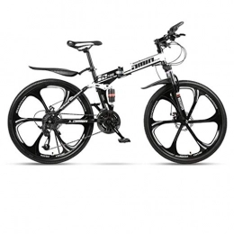 Dsrgwe Zusammenklappbare Mountainbike Mountainbike, Faltbare Mountainbike, Hardtail Fahrräder, Doppelscheibenbremse und Doppel Fahrwerk, Carbon-Stahlrahmen (Color : White, Size : 24-Speed)