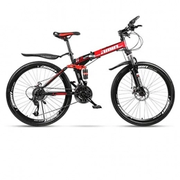WGYDREAM Zusammenklappbare Mountainbike Mountainbike Mountain Bike MTB Mountainbike, Folding 26 Zoll Hardtail Fahrräder, Carbon-Stahlrahmen, Doppelscheibenbremse Und Fully Mountainbike Mountain Bike MTB ( Color : Red , Size : 24 Speed )