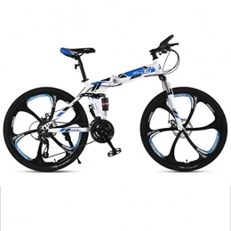 Dsrgwe Zusammenklappbare Mountainbike Mountainbike, Mountainbike, Folding Mountain Fahrräder, Doppelaufhebung und Dual Disc Brake, 26inch Mag Wheels (Color : Blue, Size : 27-Speed)