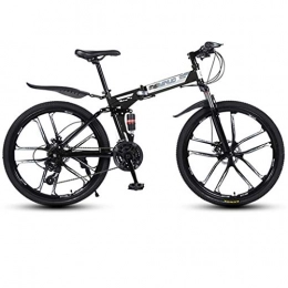 Dsrgwe Zusammenklappbare Mountainbike Mountainbike, Mountainbike, Folding Mountain Fahrräder, Doppelaufhebung und Dual Disc Brake, MTB Bike (Color : Black, Size : 24-Speed)