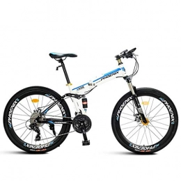 Dsrgwe Zusammenklappbare Mountainbike Mountainbike, Mountainbike, Folding Mountain Fahrräder, Stahl-Rahmen, Doppelaufhebung und Dual Disc Brake, 26inch Rad, 21-Gang (Color : White)