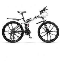 Dsrgwe Zusammenklappbare Mountainbike Mountainbike, Mountainbike, Folding Stahl-Rahmen Hardtail Bike, Vollfederung und Dual Disc Brake, 26inch Räder (Color : White, Size : 21 Speed)