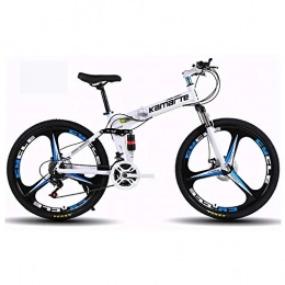 Augu Zusammenklappbare Mountainbike Mountainbike, Ölbremse 24 Speed ​​Dual Suspension Faltrad 24 Zoll Dreiblatt Räder Bike Unisex Adult