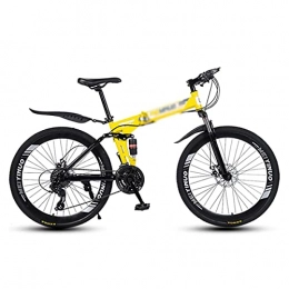 MQJ Zusammenklappbare Mountainbike MQJ Faltendes Mountainbike 26-Zoll-Räder Mit Doppeltem Stoßdämpfer Design 21 / 24 / 27 Geschwindigkeiten Mit Dual-Scheibenbremsen Für Einen Pfad, Trail-Amp; Berge / Gelb / 24 Geschwindigkeit