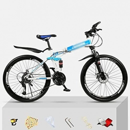 MQJ Zusammenklappbare Mountainbike MQJ Faltfahrräder 26-Zoll-Räder Mountainbicycry-Stahl-Rahmen 21 / 24 / 27 Geschwindigkeiten Mit Scheibenbremse, Vordere Federgabel / Blau / 21 Geschwindigkeit