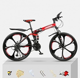 MQJ Zusammenklappbare Mountainbike MQJ Herren Mountainbike 21 / 24 / 27 Geschwindigkeitsstahlrahmen 26 Zoll Räder Doppelscheibenbremse Faltrad Für Einen Pfad, Trail Amp; Berge / Rot / 21 Geschwindigkeit