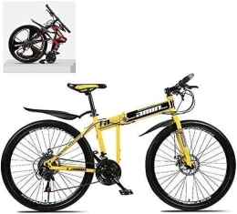 Mu Zusammenklappbare Mountainbike MU 24-Zoll-Folding Mountain Bikes, High Carbon Stahlrahmen Doppelstoßdämpfung 21 / 24 / 27 / 30 Geschwindigkeit Variable, All Terrain Schnell Faltbare Erwachsene Mountain Off-Road-Fahrrad, Gelb, 24-Gang