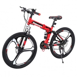 MuGuang Zusammenklappbare Mountainbike MuGuang 26 Zoll Mountainbike 21 Geschwindigkeit MTB Fahrrad Scheibenbremsen Unisex für Erwachsene (Schwarz + Rot)