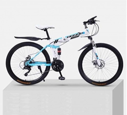 MYMGG Zusammenklappbare Mountainbike MYMGG 24 Zoll Rennrad Aus Kohlenstoffstahl, 21-Gang (24-Gang, 27-Gang, 30-Gang) Doppelscheibenbremse Doppelte Stoßdämpfung Vor Und Nach, White, 24Speeds