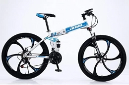 Newut Fahrräder Newut 26-Zoll-High-Carbon-Stahl-Hardtail-Mountainbike, doppelte Stoßdämpfung integriertes 6-Messer-Rad-faltende Mountainbikes, Black Blue, 21 Speed