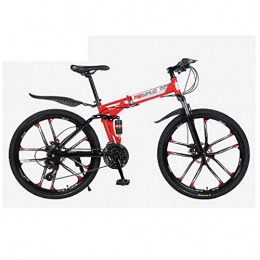 NIMYEE Zusammenklappbare Mountainbike NIMYEE 26 Zoll Folding Mountain Fahrrad, Trail Bike Folding Outroad Fahrräder, Doppel Duspension, Verdickte High Carbon Stahlrahmen / Für Erwachsene Männer Frauen, Rot, 27 Speed