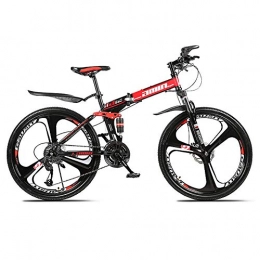 NIMYEE Zusammenklappbare Mountainbike NIMYEE Mountainbike, faltbares Fahrrad MTB Sport mit Stoßdämpfung Funktion / 21 Speed ​​ / Für Männer Frauen Straße einen.Kreislauf.durchmachengebirgsfahrrad, Rot, 26''