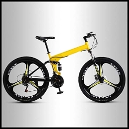 OFAY Fahrräder OFAY Faltrad Erwachsenen Mountainbike MTB Fahrrad Mit 3Cutter Wheel 24 Zoll Variable Geschwindigkeit Double Shock Absorption Fahrrad Offroad Studenten Männer Und Frauen Pendler, Gelb, 24 Speed