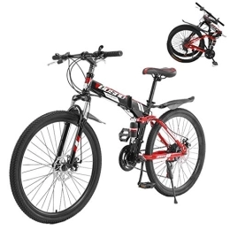 AGrAdi Zusammenklappbare Mountainbike Rennrad für Erwachsene, Mountainbikes, 26-Zoll-Klapp-Mountainbike, 21-Gang-Mountainbike aus Kohlenstoffstahl für Erwachsene, rutschfestes Fahrrad, mit Doppelfederrahmen und Scheibenbremse für Out