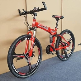 RR-YRL Zusammenklappbare Mountainbike RR-YRL 24 Zoll Carbon Steel Faltrad, 21 Arten von Variabler Geschwindigkeit Mountainbike, Unisex Erwachsener, leicht zu tragen, Rot
