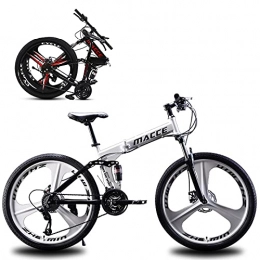 SHUI Fahrräder SHUI 24 Zoll Folding Mountainbike, 3-Speichen-Anti-Rutsch-MTB, Modisches Fahrrad Für Mann / Frau / Teenager, 21 / 24 / 27 Geschwindigkeit Optional White-21sp