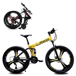 SHUI Fahrräder SHUI 24 Zoll Folding Mountainbike, 3-Speichen-Anti-Rutsch-MTB, Modisches Fahrrad Für Mann / Frau / Teenager, 21 / 24 / 27 Geschwindigkeit Optional Yellow-24sp