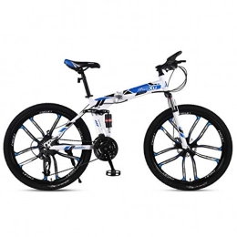 WEHOLY Fahrräder WEHOLY Faltbares Mountainbike 21 / 24 / 27 Speed ​​Steel Frame 26 Zoll 10-Speichen-Radaufhängung Faltrad, blau, 21-Fach