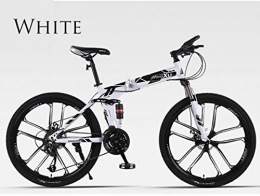WND Fahrräder WND Mountain Bike Folding Bicycle 26 inch Speed Off-Road Double Shock Racing Student Adult Men and Women, White, 26 inch 27 Speed