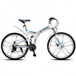 WND Fahrräder WND Mountain Bike  Knife Folding Mountain Bicycle Double Disc Brake Suitable for Adults, White Blue, 30 Speed