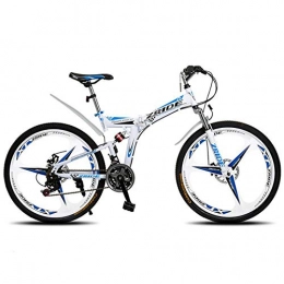 WND Fahrräder WND Mountainbike   Knife Folding   Doppelscheibenbremse Fahrrad   Für Erwachsene geeignet, weiß blau, 24-Gang