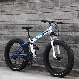 WYJBD Fahrräder WYJBD Mountain Bikes, 20Inch Fat Tire Hardtail Herren Mountainbike, Doppelaufhebung Rahmen und Federgabel Gelände Berg Fahrraderwachsene (Color : Blue, Size : 21 Speed)