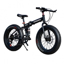 WYX Fahrräder WYX Mountainbike, 20 Zoll Fat Tire Hardtail Mountainbike, Doppelaufhebung Rahmen Und Federgabel Gelände Mountainbike, 7 / 21 / 24 / 27 / 30 Geschwindigkeit, Schwarz, 20"× 7speed