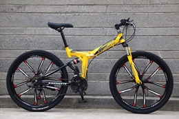 XCBY Zusammenklappbare Mountainbike XCBY Faltrad, Folding Klapprad - 26-Zoll-Mountainbike Mit Einer Geschwindigkeit Von 21 / 24 / 27, Geeignet FüR GeläNde Wie Gras, BergstraßEn Und Schnee Yellow-27Speed