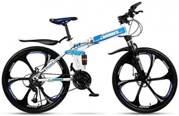 XIUYU Zusammenklappbare Mountainbike XIUYU Mountain Bike Fashion 24 Geschwindigkeit Folding Road Beach Fahrrad 24-Zoll-Männliche und weibliche Studenten Shift-Doppel Stoßdämpfer Erwachsene Pendler Dual Disc Brakes Stadtbahn, Blau, 24"