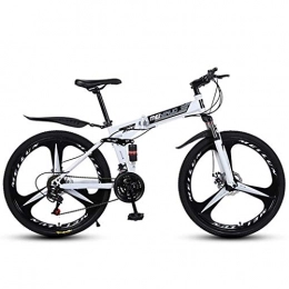 XXY-shop Zusammenklappbare Mountainbike XXY-shop Sommerreise 26"21-Gang Mountainbike fr Erwachsene, Leichter Aluminium-Vollfederungsrahmen, Federgabel, Scheibenbremse, Wei, C.