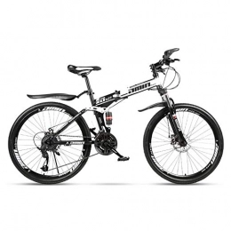 YHANS Fahrräder YHANS Carbon Steel Mountainbike, 21-Gang Faltfahrrder Jederzeit Falten Platz Sparen Vollfederung Mountainbike Doppelscheibenbremssystem, Wei, 24 inches