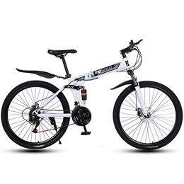 YHANS Zusammenklappbare Mountainbike YHANS Mountain Trail Bike, Speichenrad Erwachsene Mountainbikes Jederzeit Falten Platz Sparen Faltfahrrder Doppelstodmpfer Vorne Und Hinten Komfortabler Fahren, Wei, 24 Speed