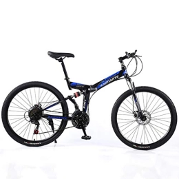 YUKM Fahrräder YUKM 40-Speichen-5-Color 26-Zoll-Folding Mountain Cross-Country Bike, Anfänger Praxis Bike, 3-Gang-Konfiguration, Doppelscheibenbremsen, Blau, 26 inch 21 Speed