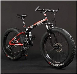 YYH Fahrräder YYH Erwachsene Mountain Bikes, Faltbarer Rahmen Fat Tire Doppel-Suspension-Gebirgsfahrrad, High-Carbon Stahlrahmen, All Terrain Mountain Bike (Color : 20" Red, Size : 27 Speed)