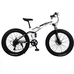 ZXYMUU Fahrräder ZXYMUU 24 / 26 Zoll Fatbike Mountainbike, 24 Speed 4.0 Fat Tire Schnee Und Grassand Fahrrad Mit Doppelscheibenbremsen, Faltbar, Dämpfung, Black White, 26in