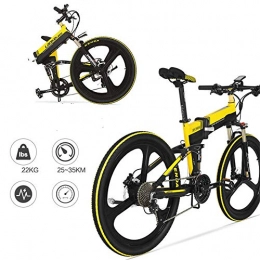 AFF Zusammenklappbares elektrisches Mountainbike AFF 26 Zoll Elektrofahrrad Zusammenklappbares verstecktes Batteriefahrrad 48V mit 10Ah Battery Mountain faltbar Rutschfestes eletrisches Fahrrad, Gelb