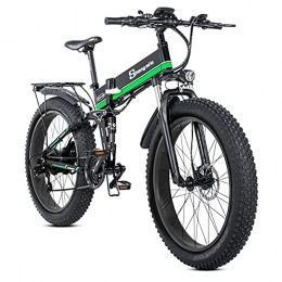 通用 Fahrräder Elektrofahrrad MX01, herausnehmbare Lithiumbatterie 48V12, 8Ah, Hydraulikölbremse, 4, 0-Fettreifen, 26-Zoll-Falt-Mountainbike (grün), für Erwachsene geeignet.