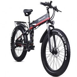 HAOYF Fahrräder HAOYF 1000W Klappbares Elektrofahrrad Mit 26 * 4, 0 Zoll Fat Reifen, Lithium-Ionen-Batterie (36 V, 250 W), 3 Fahrmodi, Premium-Vollfederung Und Hochwertige Ausrüstung, Rot