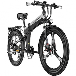 HAOYF Fahrräder HAOYF Klappbare E-Bike Für Erwachsene, 26"Felge Aus Magnesiumlegierung, 48V, 400 W, 10, 4 Ah, Abnehmbarer Lithium-Ionen-Akku Mountain Ebike, Wasserdichtes E-Bike Für Erwachsene, Grau