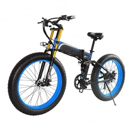 HMEI Fahrräder HMEI Elektrofahrräder für Erwachsene, zusammenklappbar, E-Bike für Erwachsene, 1000 W, Mountainbike, Elektrofahrrad, 48 V, 13 Ah, 66 cm, Fett, Ebike, faltbar, 21 Gänge, Motorrad (Farbe: blau)