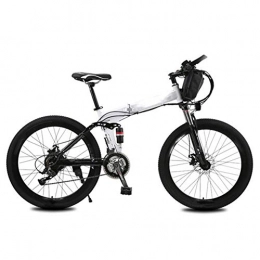 HWOEK Zusammenklappbares elektrisches Mountainbike HWOEK Erwachsene klappbares Elektrofahrrad, 21-Gang 26 Zoll Trekking E-Bike 240W Motor Mit austauschbarem Akku Doppelscheibenbremse Unisex City-E-Bike, Weiß, A 10AH